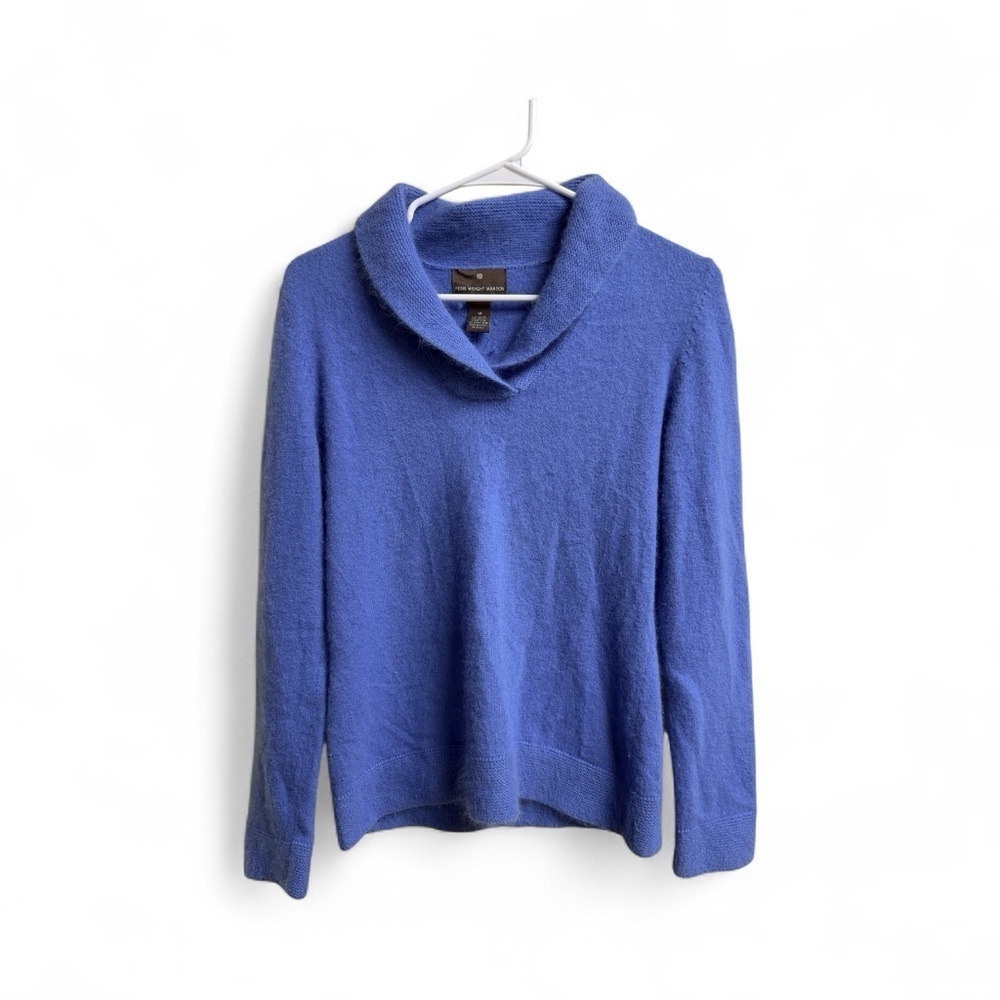 Fenn Wright Manson Blue Angora Wool Blend Sweater Women’s Medium Shawl Collar
